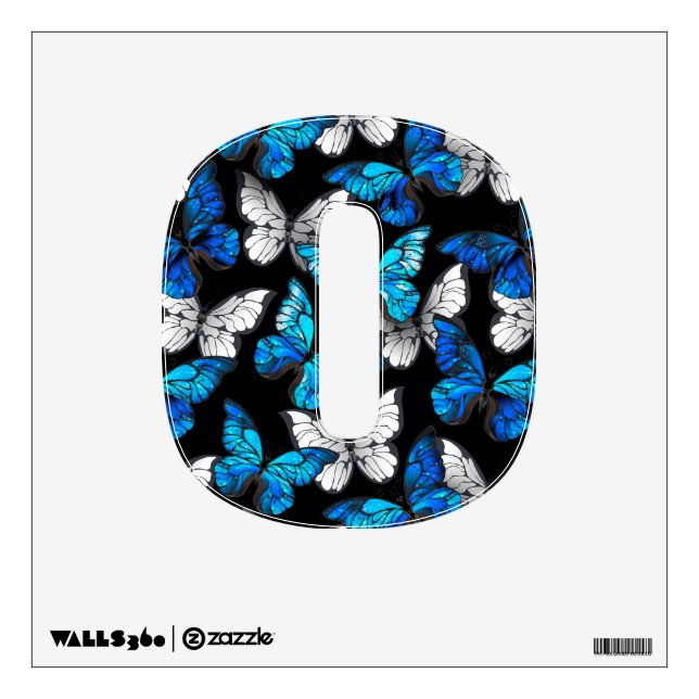 Dark Seamless Pattern with Blue Butterflies Morpho Wall Decal (Front)