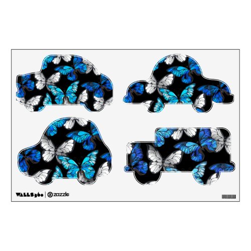 Dark Seamless Pattern with Blue Butterflies Morpho Wall Decal