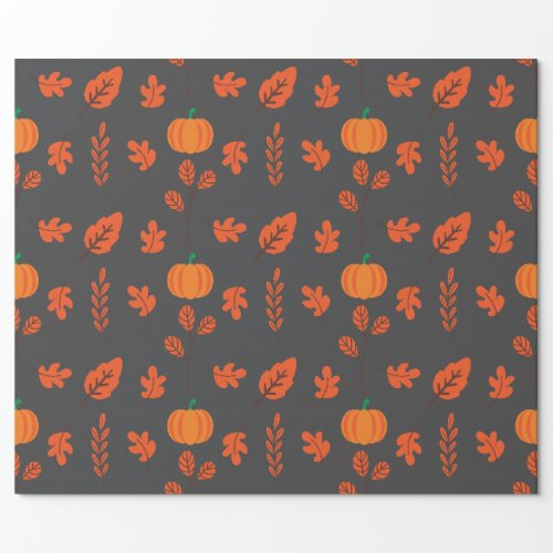 Dark Seamless Wrapping Paper Cozy Fall Leaf Joy Wrapping Paper