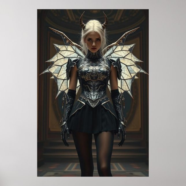 Dark Seraphim Queen - Fantasy Gothic Warrior Angel Poster (Front)