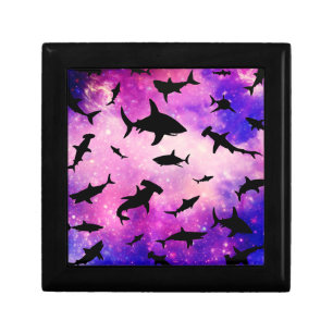 Dark shadow fish shark on gradient galaxy Space Gift Box