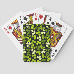 Dark Shamrock Pattern Green & Black Poker Cards