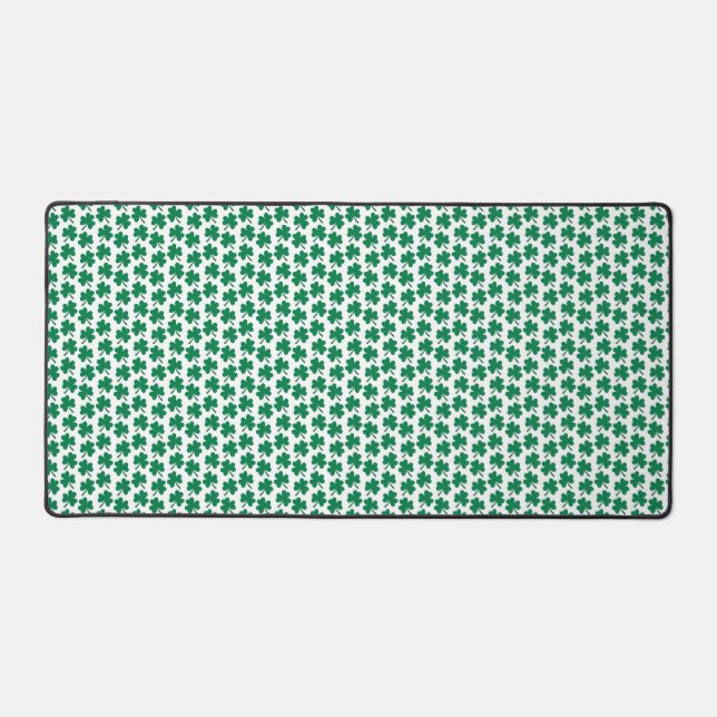 Dark Shamrocks White Desk Mat (Front)