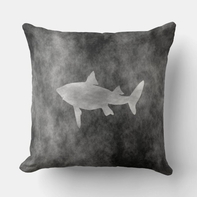 Dark Shark Art Throw Pillow (Front)