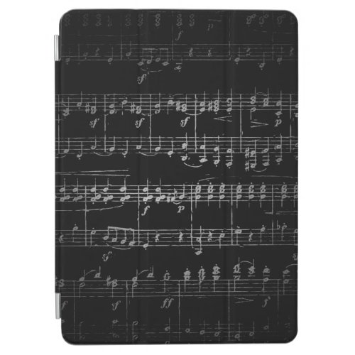 Dark Sheet Music Background _ BW iPad Air Cover