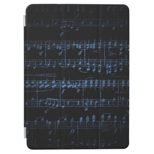 Dark Sheet Music Background _ Blue iPad Air Cover