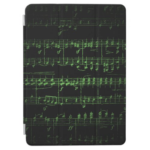 Dark Sheet Music Background _ Green  iPad Air Cover
