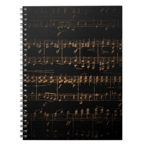 Dark Sheet Music Background _ Orange  Notebook