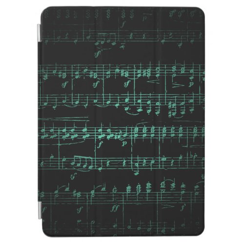 Dark Sheet Music Background _ Teal iPad Air Cover