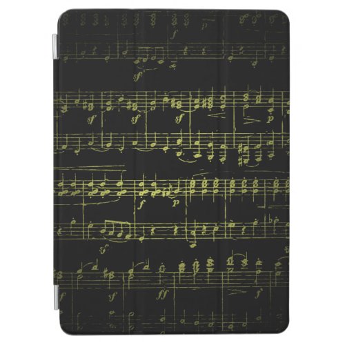 Dark Sheet Music Background _ Yellow  iPad Air Cover