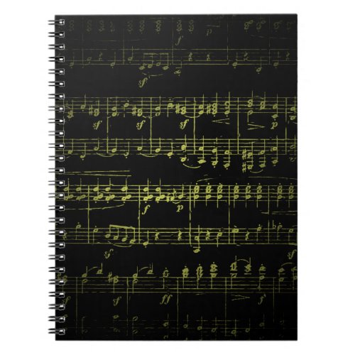 Dark Sheet Music Background _ Yellow  Notebook