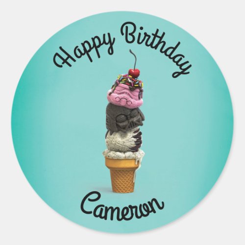 Dark Side Birthday Ice Cream Cone Classic Round Sticker