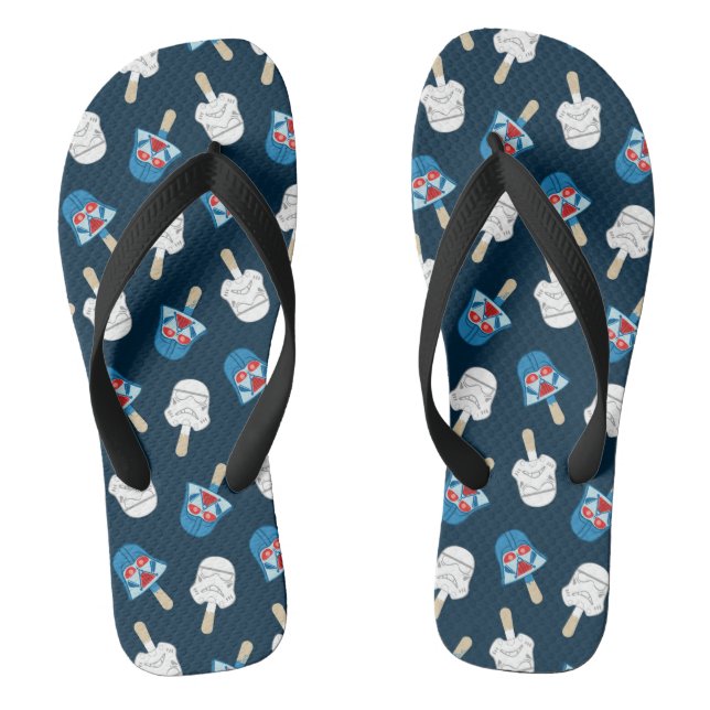 Dark Side Ice Cream Pattern Flip Flops (Footbed)