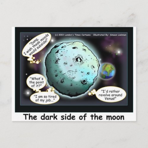 Dark Side Of The Moon Funny Cartoon Gifts Postcard