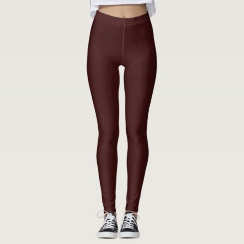 Dark Sienna Solid Plain Color Texture Leggings