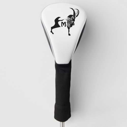Dark Silhouette Ram in Black Ink Golf Head Cover