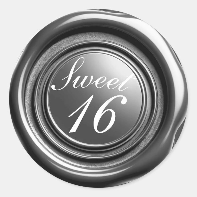 Dark Silver Candle Wax Seal Drip Sweet 16 Wedding (Front)