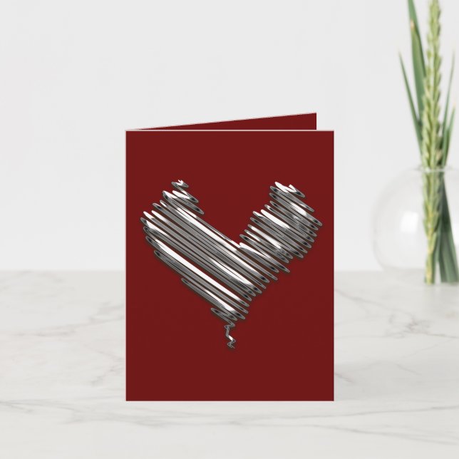 Dark Silver Heart Valentines Holiday Card (Front)