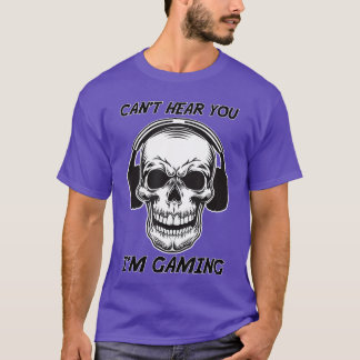 Dark Skeleton Punk Rock Gaming head set I cant hea T-Shirt
