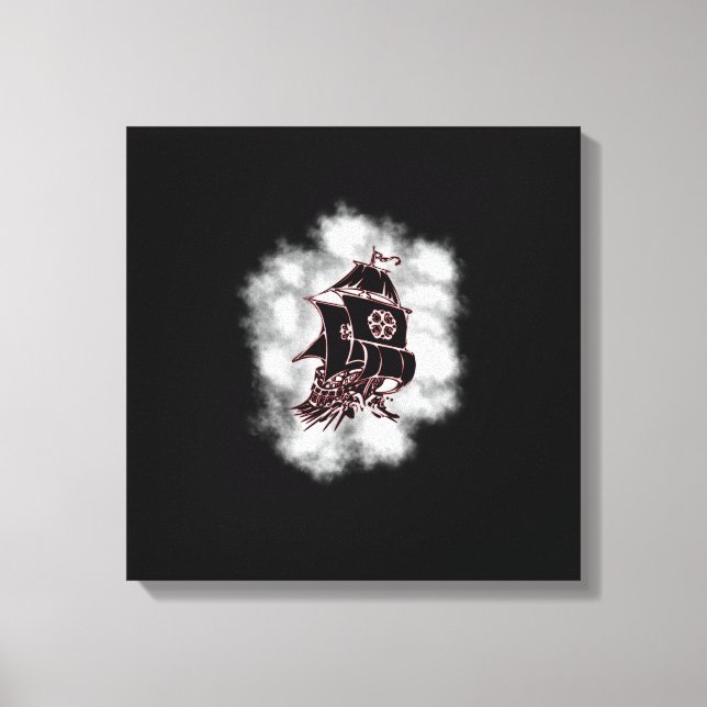 Dark Skies Pirate Ship Wrapped Canvas Print (Front)