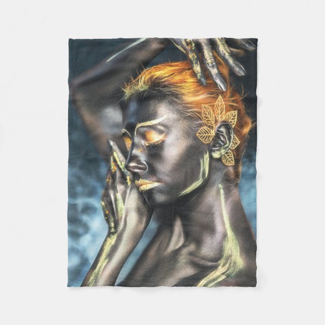 Dark Skin Body Painting Fleece Blanket (Front)