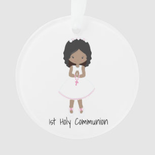 Dark Skin Girl 1st Holy Communion Ornament