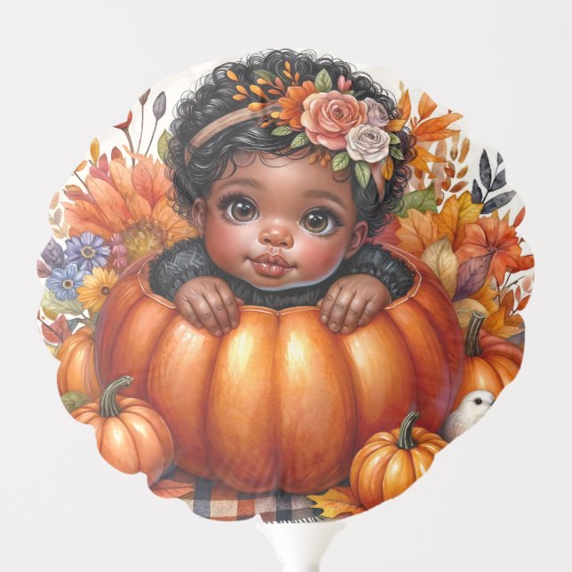Dark-Skinned Baby Girl In Pumpkin Balloon (Front)