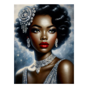 Dark-Skinned Woman Glamour Aesthetic Poster