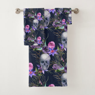 Dark Skull Cottagecore Bath Towel Set