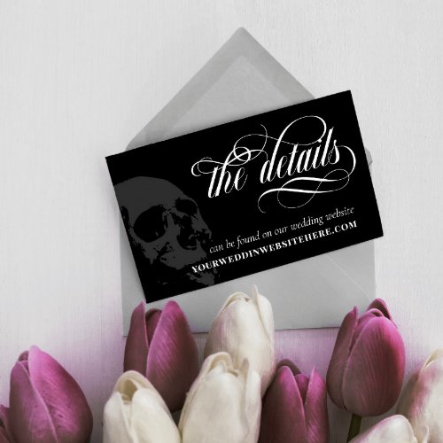Dark Skull Elegant Goth Wedding Details Enclosure Card