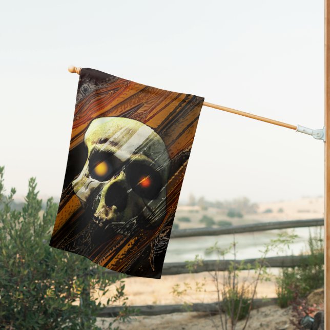 Dark Skull House Flag (Insitu (Back))
