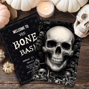Dark Skull Themed Halloween Invitation