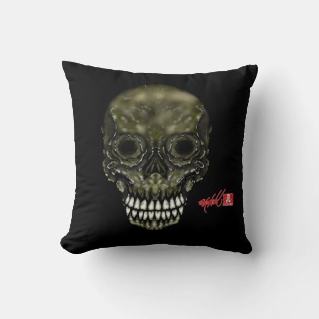 Dark Skull Throw Pillow (Front)
