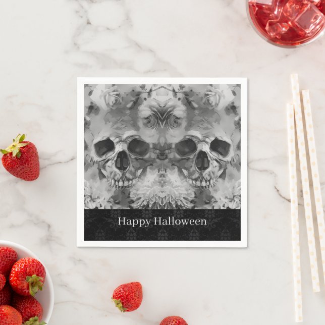 Dark Skulls Halloween Party Napkins (Insitu)