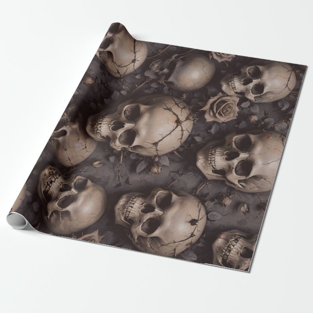 Dark Skulls Wrapping Paper (Unrolled)