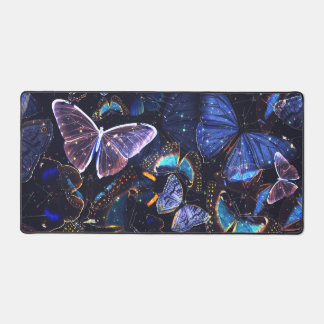 dark Sky Blue Butterfly Whimsical Workspace Decor Desk Mat