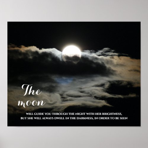 Dark Sky Full Moon Inspirational Quote Poster