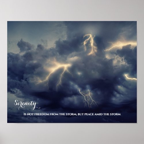 Dark Sky Lightning Inspirational Serenity Quote Poster