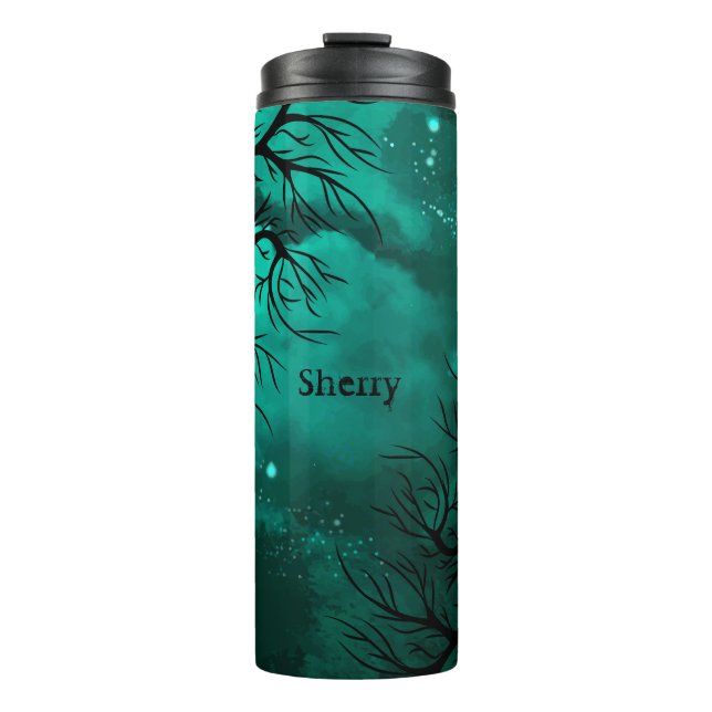 Dark Sky, Teal and Black Thermal Tumbler (Front)