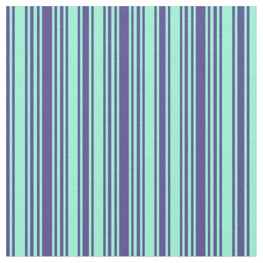 Dark Slate Blue and Aquamarine Striped Pattern Fabric