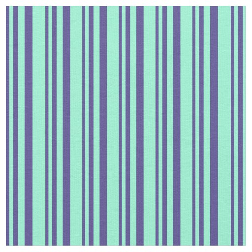 Dark Slate Blue and Aquamarine Stripes Fabric