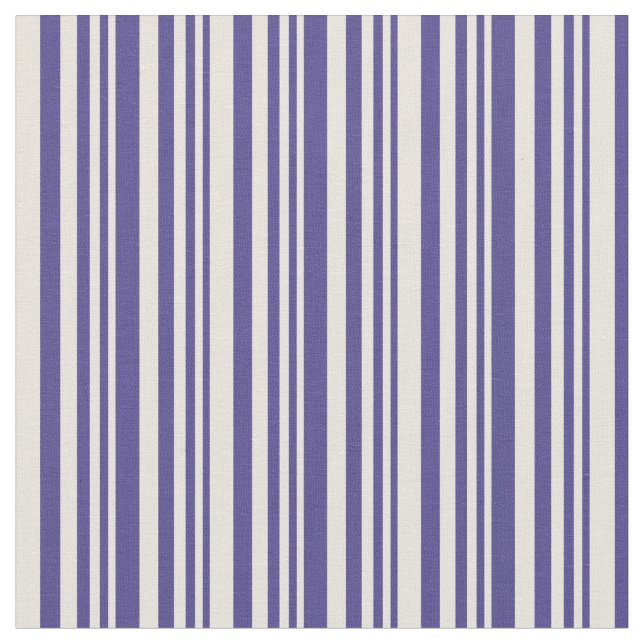 Dark Slate Blue and Beige Striped/Lined Pattern Fabric (Close Up)