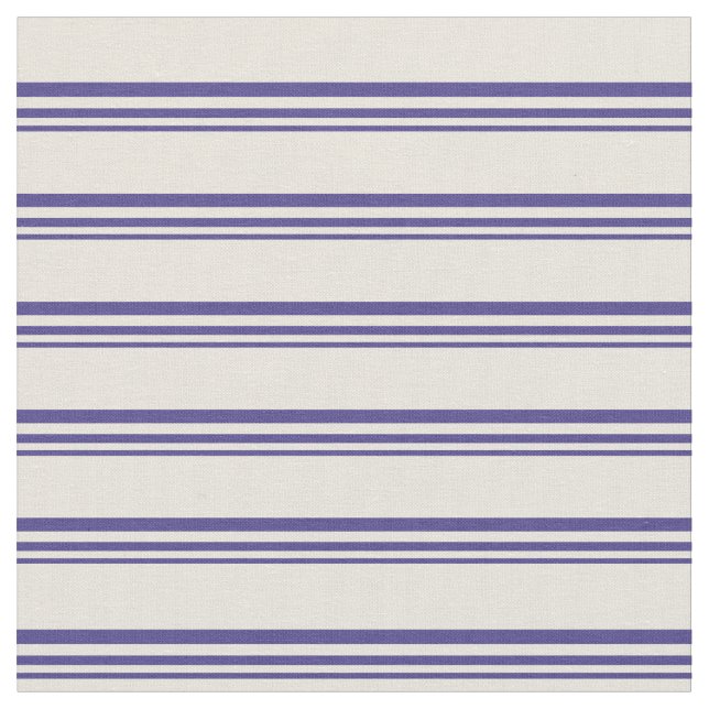 Dark Slate Blue & Beige Colored Lines Fabric (Close Up)