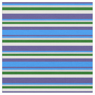 Dark Slate Blue, Blue, Gray, Green & Mint Cream Fabric