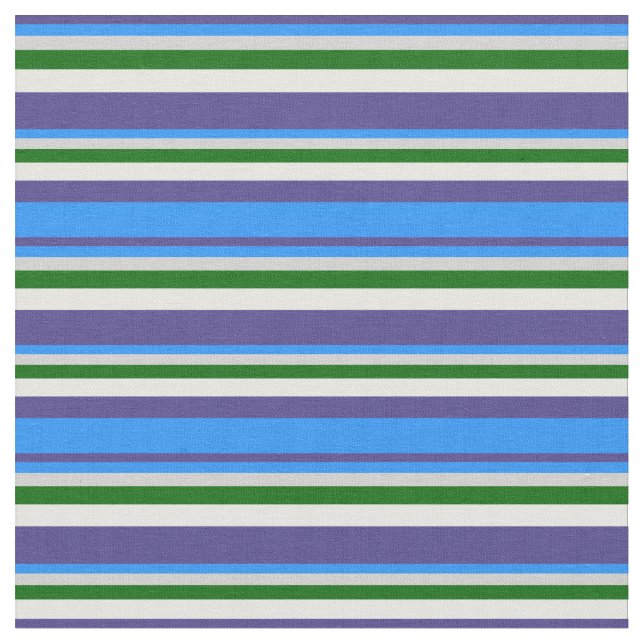 Dark Slate Blue, Blue, Gray, Green & Mint Cream Fabric (Close Up)