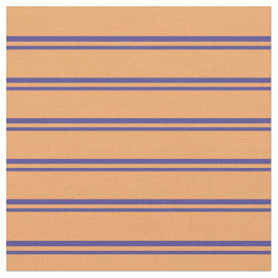 Dark Slate Blue & Brown Colored Lines Pattern Fabric
