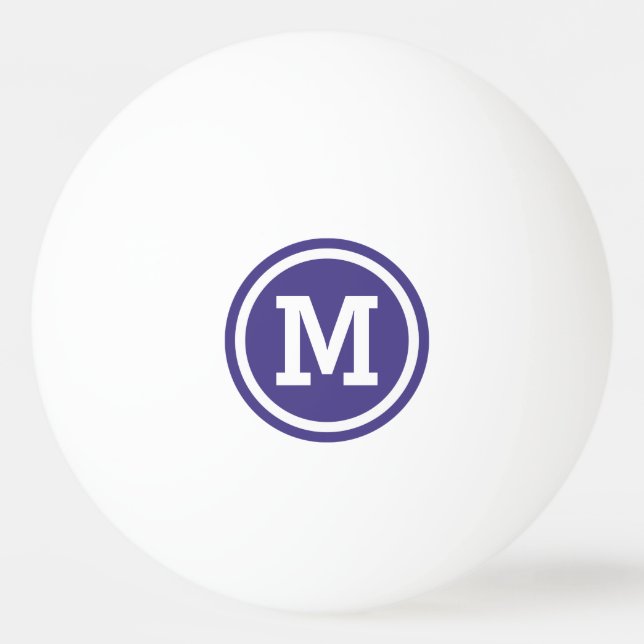 Dark Slate Blue Circle Monogram Ping-Pong Ball (Front)