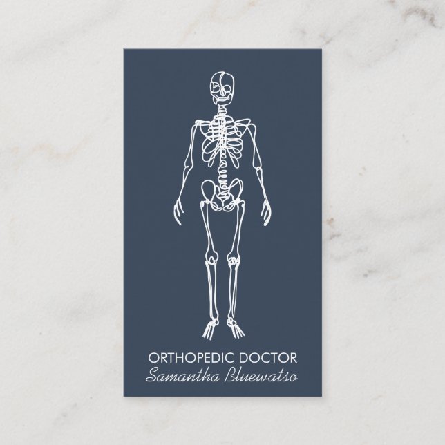 Dark Slate Blue doctor Skeleton orthopedic Business Card (Front)