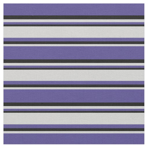 Dark Slate Blue, Light Gray & Black Stripes Fabric