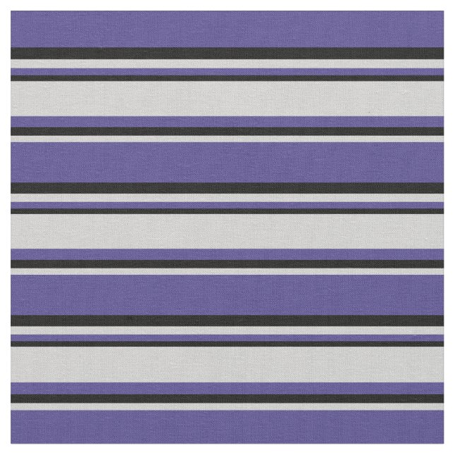 Dark Slate Blue, Light Gray & Black Stripes Fabric (Close Up)